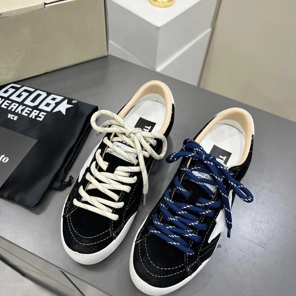 Golden Goose Black Suede Sneakers with White Star and Tan Sole - Picture 3 of 8